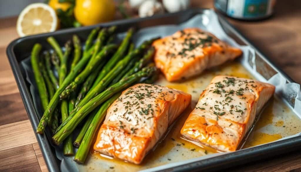 omega-3 rich salmon and asparagus sheet pan dinner omega-3 rich salmon and asparagus sheet pan dinner