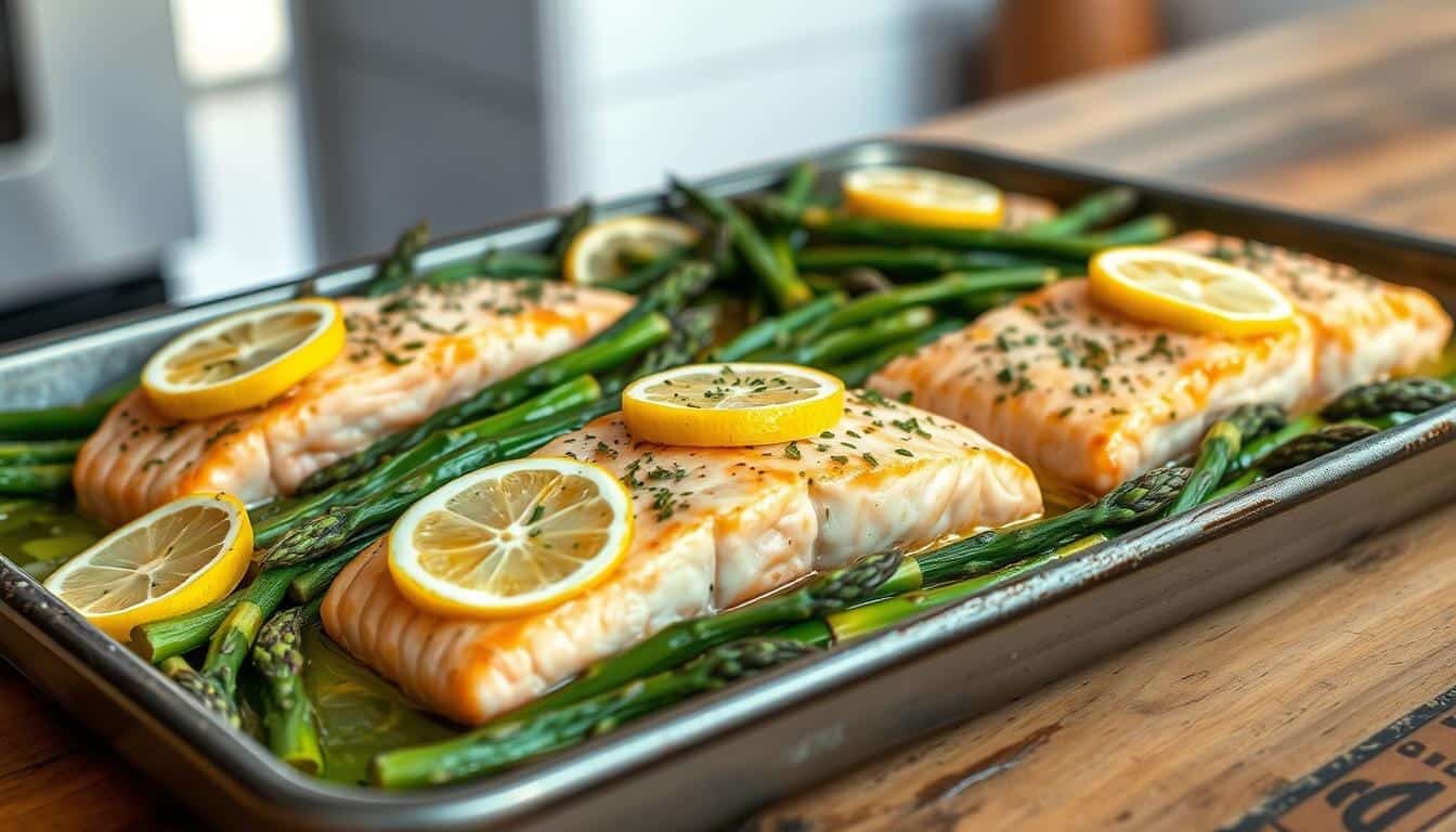 sheet pan salmon and asparagus