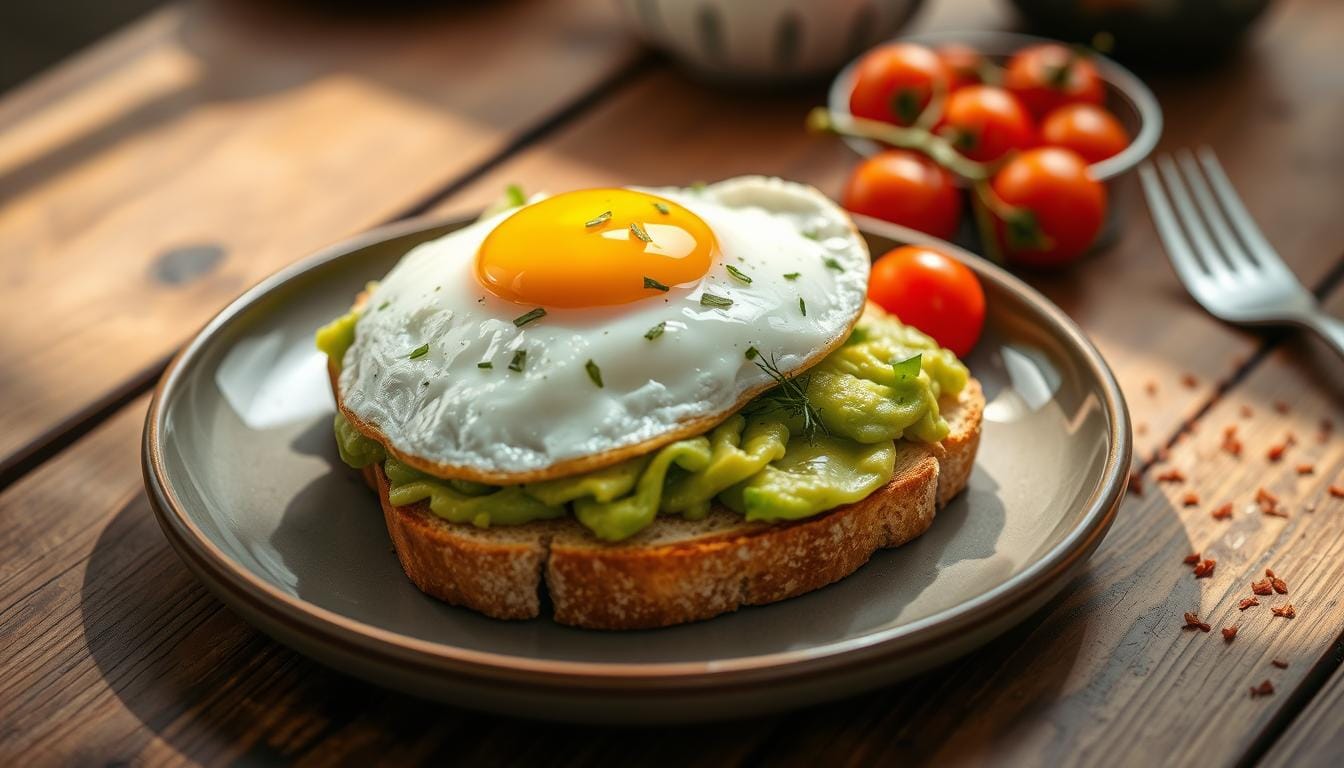 simple avocado toast with egg