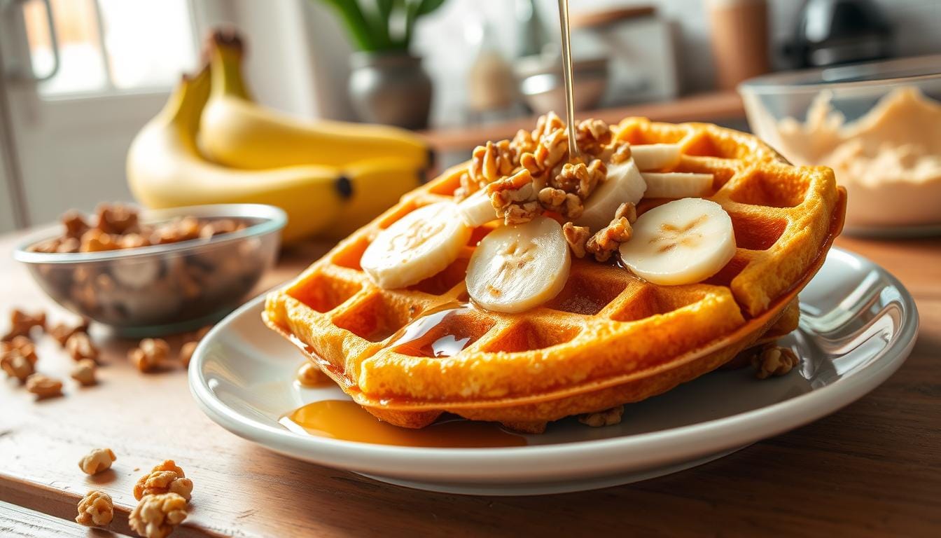 Skinny Banana Nut Waffles: Healthy Breakfast Recipe 1 Skinny Banana Nut Waffles