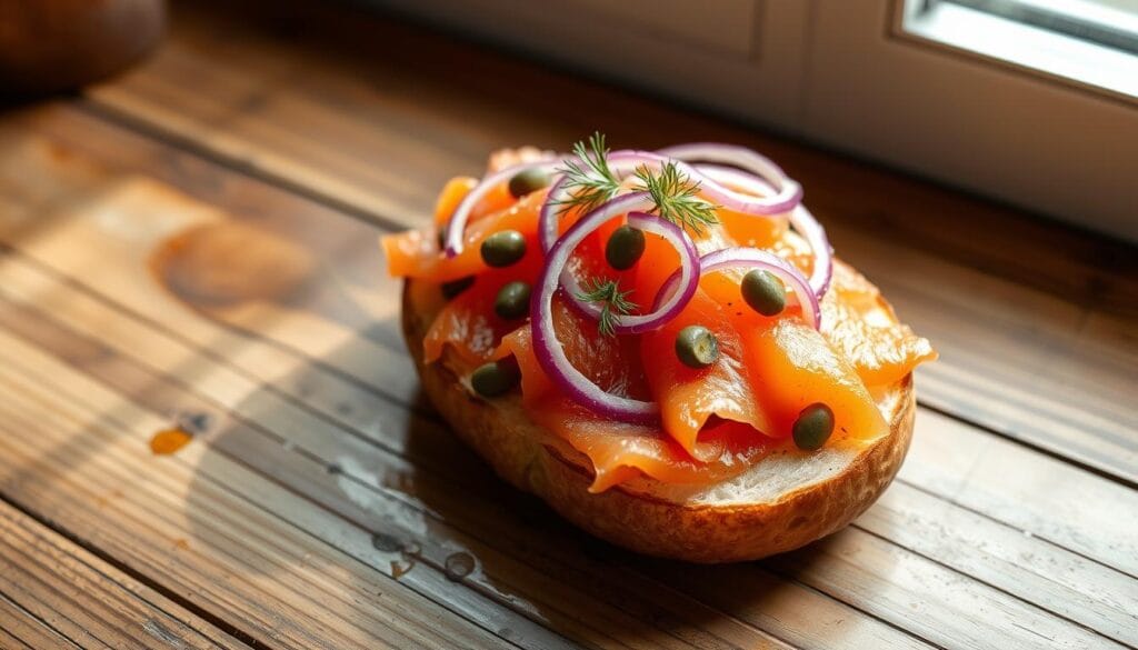 bagel with smoked salmon bagel with smoked salmon