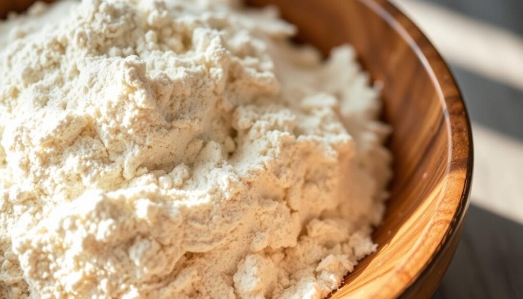 A close-up view of a blend of gluten-free flours, including almond flour, coconut flour, and tapioca starch, arranged in a rustic wooden bowl. The flours are neatly scooped, creating a visually appealing and harmonious composition. Soft, natural lighting from the side illuminates the textures and subtle variations in the flour colors, lending a warm, homemade atmosphere. The image conveys a sense of high-quality, wholesome ingredients suitable for baking gluten-free treats. A close-up view of a blend of gluten-free flours, including almond flour, coconut flour, and tapioca starch, arranged in a rustic wooden bowl. The flours are neatly scooped, creating a visually appealing and harmonious composition. Soft, natural lighting from the side illuminates the textures and subtle variations in the flour colors, lending a warm, homemade atmosphere. The image conveys a sense of high-quality, wholesome ingredients suitable for baking gluten-free treats.
