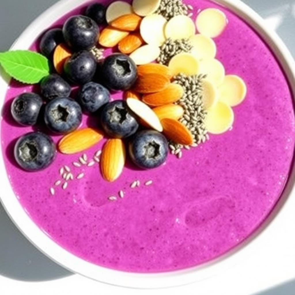 Anti-inflammatory smoothie bowl with berries, nuts and seeds