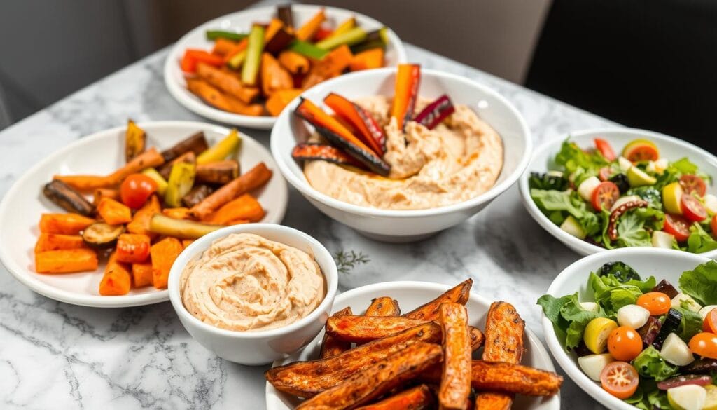 Assortment of vegan side dishes and snacks Assortment of vegan side dishes and snacks