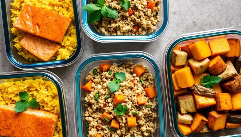Meal prep containers with anti-inflammatory foods