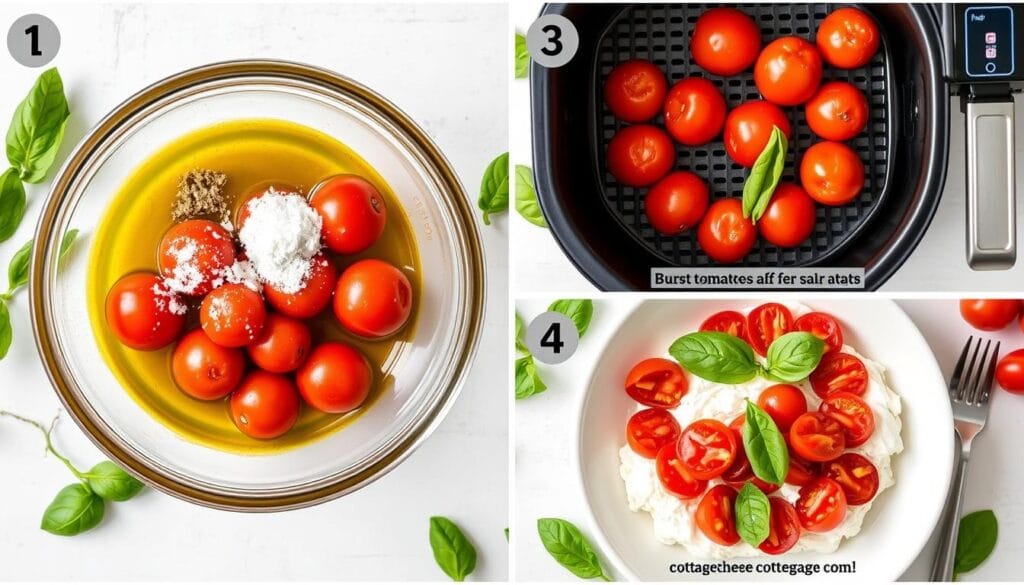 Process of making Burst Tomato Cottage Cheese Caprese Bowl Process of making Burst Tomato Cottage Cheese Caprese Bowl
