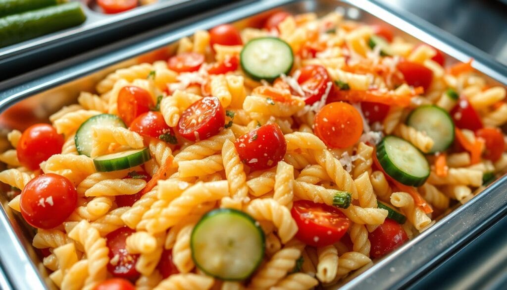 Quick pasta salad school lunch