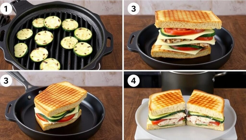 Step-by-step process of making a Grilled Chicken Panini Step-by-step process of making a Grilled Chicken Panini
