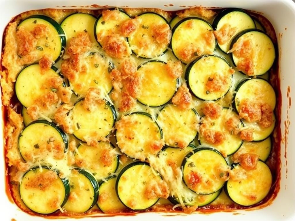 Zucchini Casserole with cheese topping Zucchini Casserole with cheese topping
