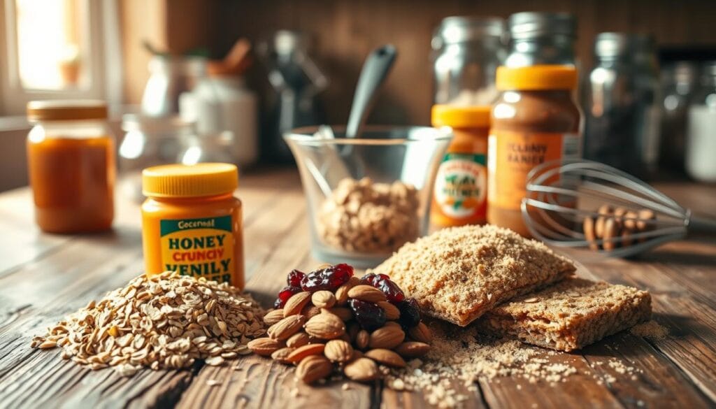 homemade granola bars recipe components