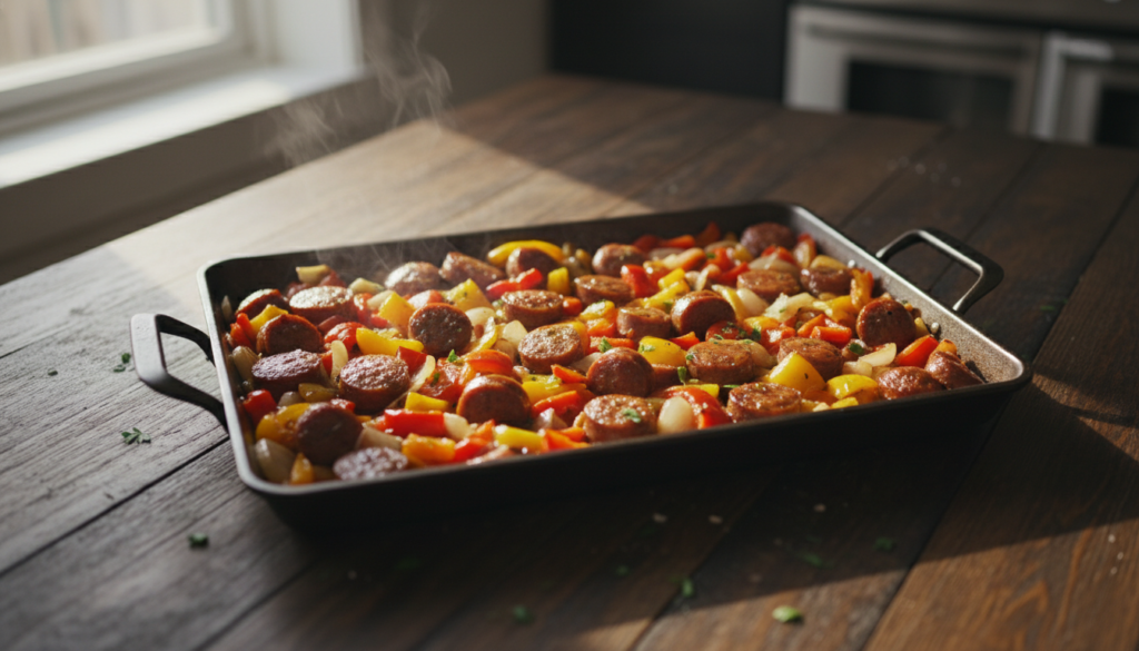 sheet pan sausage and peppers