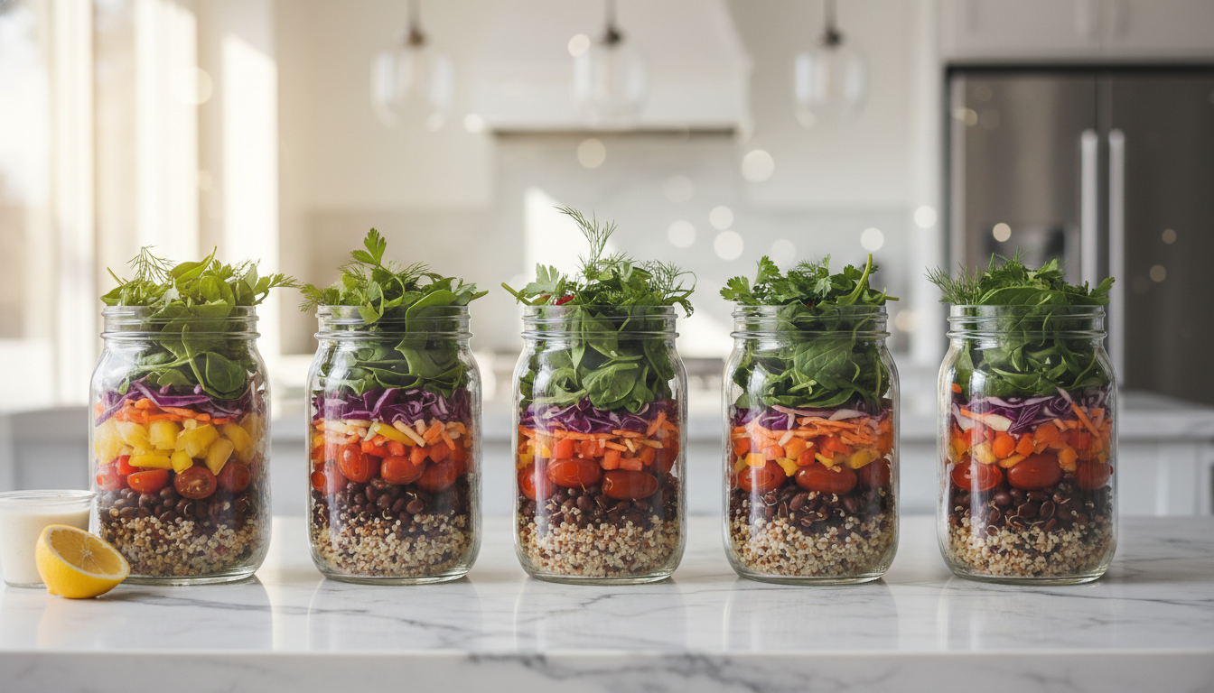 Quick Vegetarian Mason Jar Salads: 5 Easy Recipes