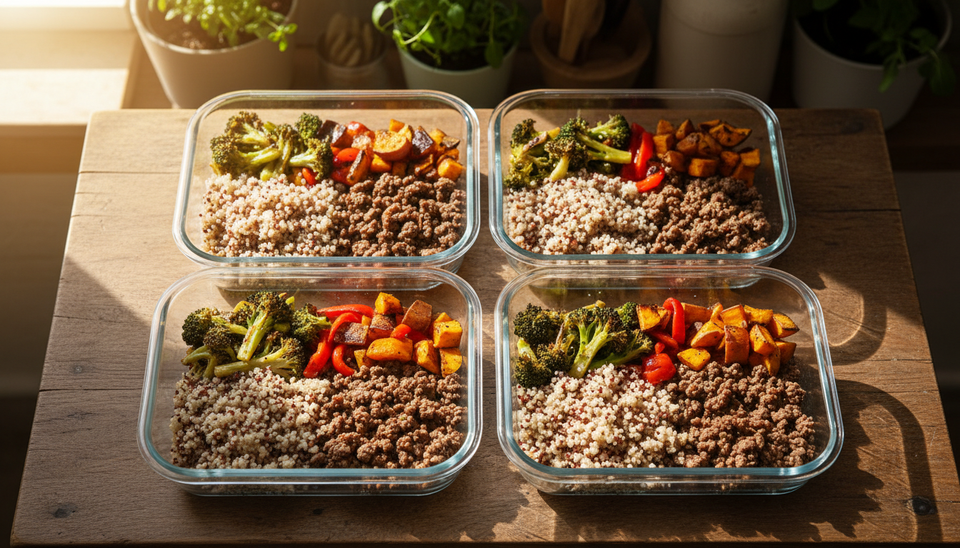 healthy ground beef meal prep bowls