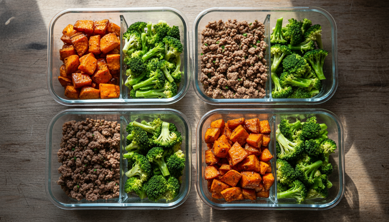 ground beef and sweet potato meal prep