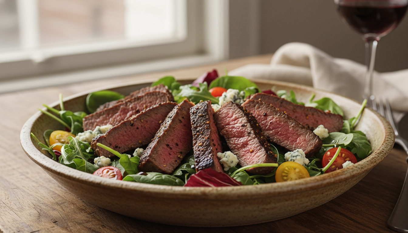 Black and Blue Steak Salad Healthy Recipe for Weight Loss