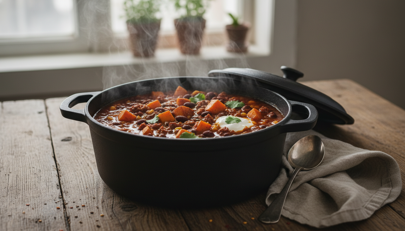 Our Healthy Sweet Potato Vegan Chili Quick & Easy Recipe