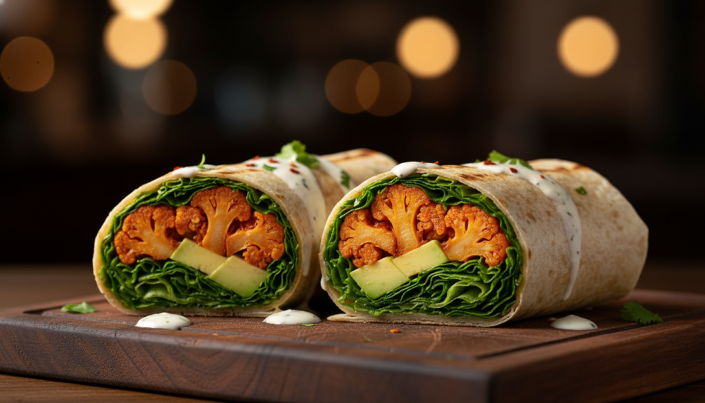 Buffalo Cauliflower Wings Wrap: Healthy Vegan Recipe 2 image 415